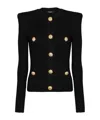 Balmain Button-embellished Ribbed Cardigan In Black