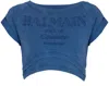 Balmain Embroidered Double Collar T-shirt In Blue