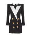 Balmain Two-tone Crepe Mini Blazer Dress In Black