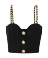Balmain Black Chain Straps Bustier Top In Black