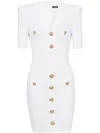 Balmain Button-embellished Ribbed-knit Minidress
