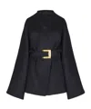 Balmain Wool-blend Oversized Wrap Coat In Black