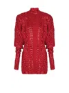 Balmain Short Zebra Sequin Dress In Red