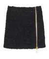 Balmain Short Zipped Tweed Skirt In Blue
