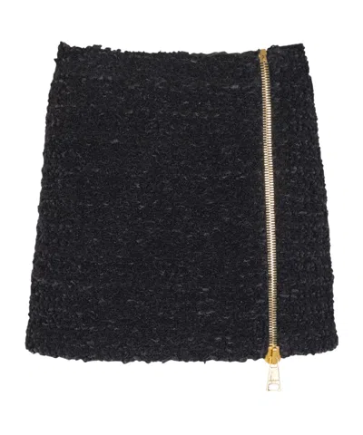 BALMAIN SHORT ZIPPED TWEED SKIRT