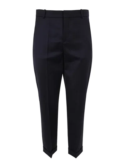 Balmain Straight Tailored Wool Pants In Blue