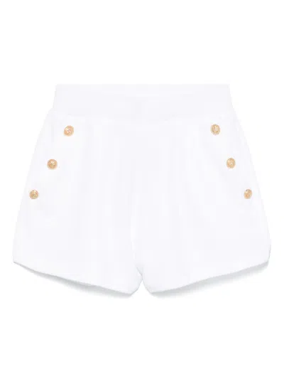 Balmain Kids' Girls White Cotton Twill Shorts