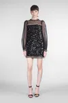 Balmain Pearly Chain Long-sleeve Sequined Mini Dress In Black