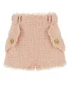 Balmain Frayed Hem Shorts In Nude Pink