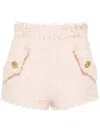 Balmain Hw 2 Pockets Tweed Mini Shorts In Nude Rosè