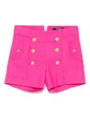 Balmain Twill Shorts In Fucsia