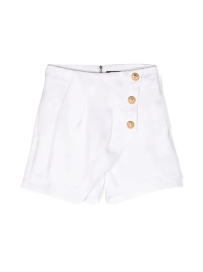 Balmain Kids' Shorts With Buttons In White