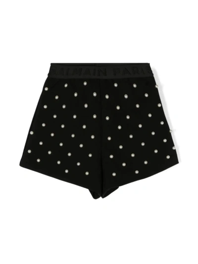 Balmain Kids' Shorts With Decoration In Black