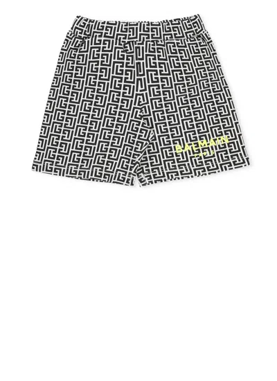 Balmain Babies' Shorts With Monogram In Black