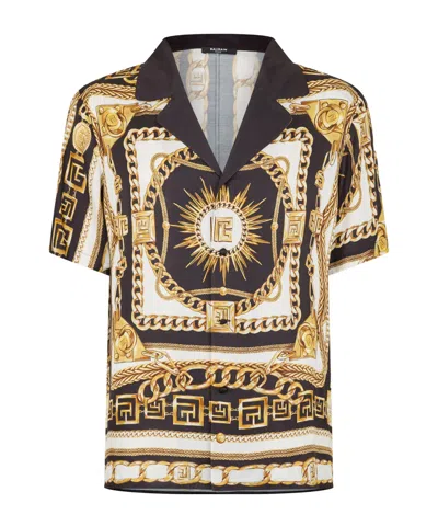Balmain Short-sleeve Camp Collar Shirt In Multi