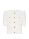 Balmain Cardigan Tweed Plumetis Sweaters And Cardigans White In White