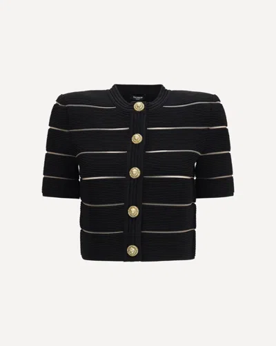 Balmain Short-sleeved Buttoned Cardigan In Black