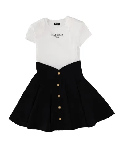 Balmain Short-sleeved Dress In Black