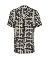 Balmain Short-sleeved Monogrammed Shirt In Black