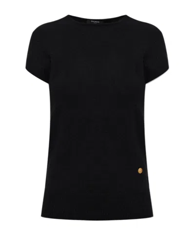 Balmain Black Wool Oves Aries Sleeveles Sweater In Animal Print