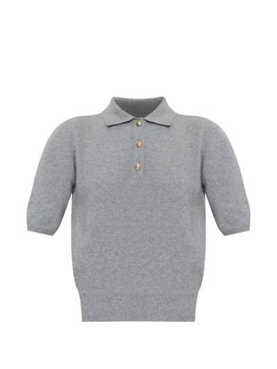Balmain Short-sleeved Wool Polo Shirt In Gray