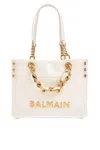Balmain 1945 Cabas Tote Bag In Monogram Crinkled Leather In Metallic