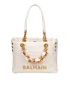 Balmain 1945 Cabas Tote Bag In Monogram Crinkled Leather In Metallic