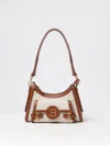 Balmain Bbuzz Hobo Bag In Canvas And Leather In Beige