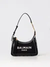 Balmain Women's B-army Handbag In Monogrammed Canvas And Leather In Black