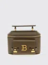 Balmain B-buzz Leather Vanity Top Handle Bag In Brown
