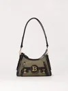 Balmain B-buzz Canvas Shoulder Bag In Kaki