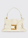 Balmain Anthem Medium Buckle Shoulder Bag In Calfskin In White