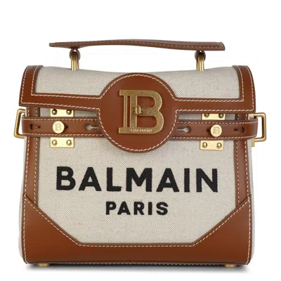 Balmain Bbuzz 23 Shoulder Bag -  - Canvas - Beige In Cream