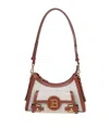 Balmain B-buzz Hobo Bag In Canvas And Leather In Brown