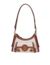 Balmain Shoulder Bag In Canvas And Leather In Brown