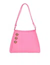 Balmain Emblem Shoulder Bag In Pink Leather In Bubblegum
