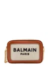 Balmain B-army Canvas And Leather Clutch In Naturel Marron