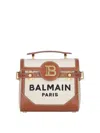 Balmain Bbuzz 22 Top-handle Bag In Canvas And Leather In White