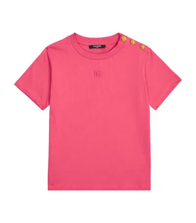 Balmain Kids' Shoulder Button T-shirt In Pink