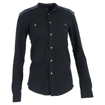 Balmain Shoulder Detail Long Sleeve Shirt In Black Cotton