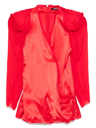 Balmain Shoulder-pad Blouse In Red