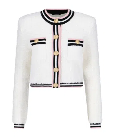 Balmain Shoulder-pads Bouclé Jacket In White