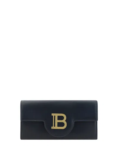 Balmain B-buzz Leather Chain Clutch In Black