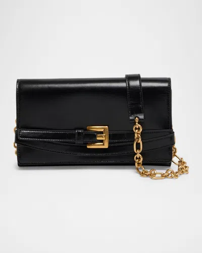 Balmain Shuffle Belted Wallet On Chain In Leather In Black