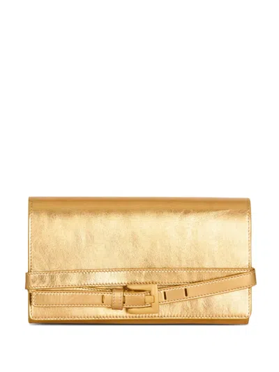 Balmain Shuffle Buckle Cross Body Bag In Gold