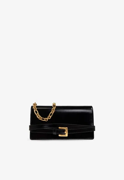Balmain Shuffle Calf Leather Chain Clutch In Black
