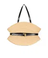Balmain Medium Raffia And Calfskin Sculptural Bag In Nude