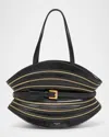 Balmain Shuffle Medium Belted Zipper Shoulder Bag In Leather In Black