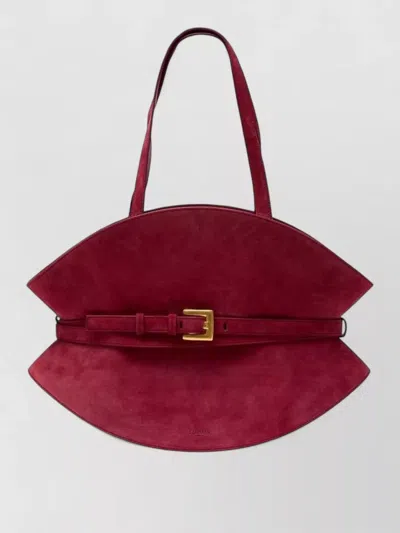 Balmain Shuffle Medium Leather Shoulder Tote Bag In Red