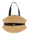 Balmain Medium Structured Shoulder Bag With Woven Texture In Sand